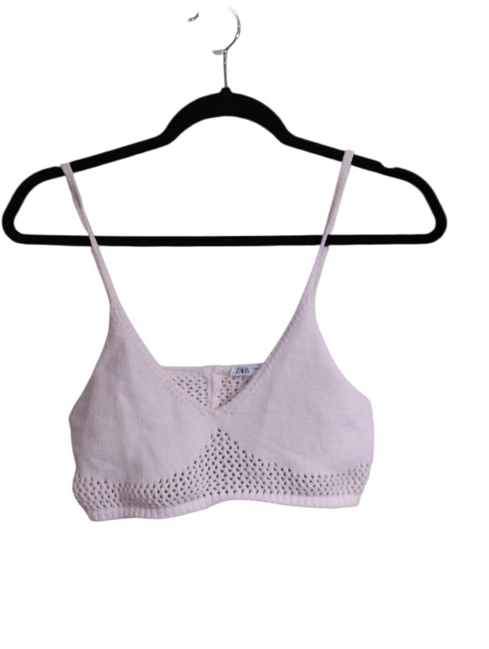 Zara Light Pink Knit Bralette with Eyelet Detailing